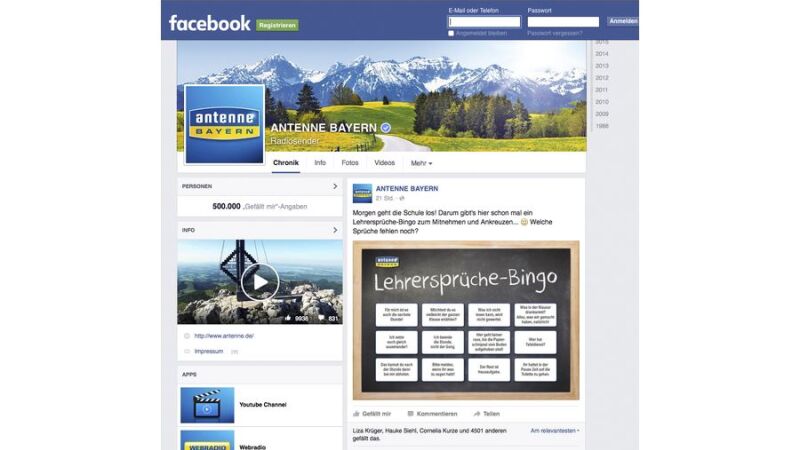 ANTENNE BAYERN knackt die 500.000-Fans-Marke auf Facebook